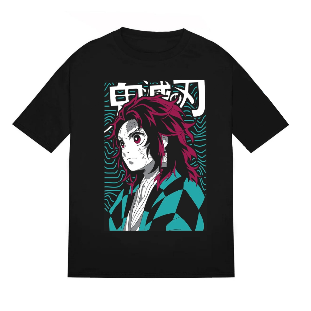 Anime Demon Slayer Tanjiro Blue Ocean T-Shirt | Customised