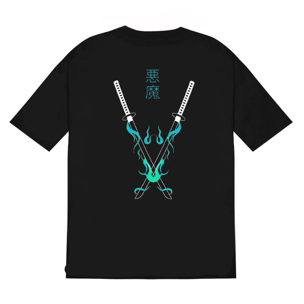 Blue Flame Samurai T Shirt for men and women