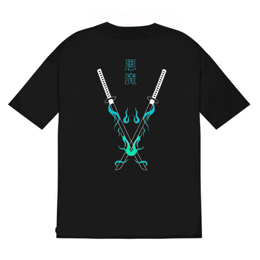 Blue Flame Samurai T Shirt for men and women